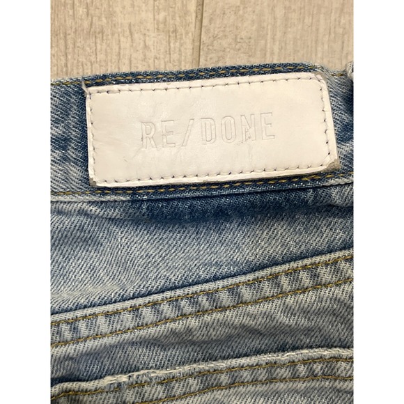 RE/DONE Originals High Rise Straight Leg Jeans Light Wash Distressed Blue Sz 27 - Picture 10 of 12
